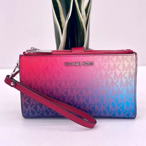 Michael Kors Double Zip Ombre Wallet Wristlet Smartphone Case - Picture 2 of 14